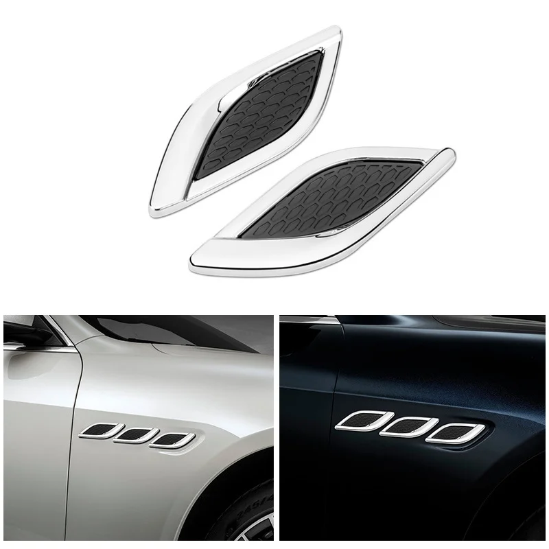 

Car Side Fake Vent Sticker Car Styling 3D Shark Gill Metal Chrome Fine Decoration Modified Car Styling Popular Sticker