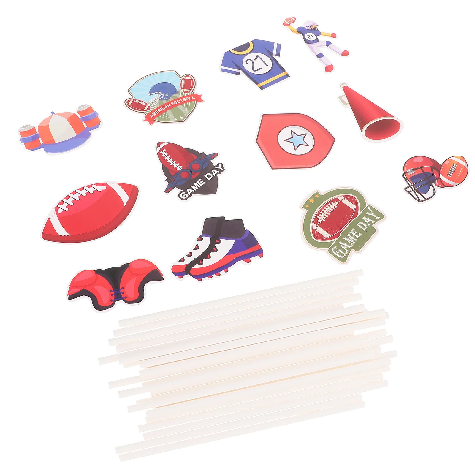 

24pcs Rugby Toppers Paper Cupcake Picks Rugby Ball Themed Cupcake Picks