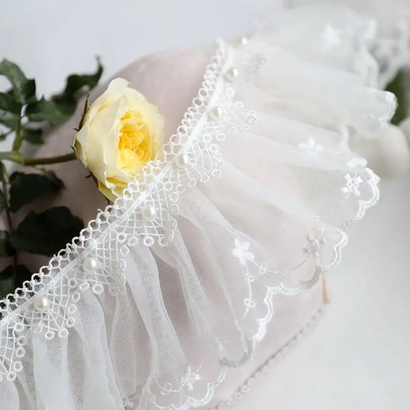 

1yards/lot 8cm wide Gorgeous beaded lace Women's wrapped collar material X098