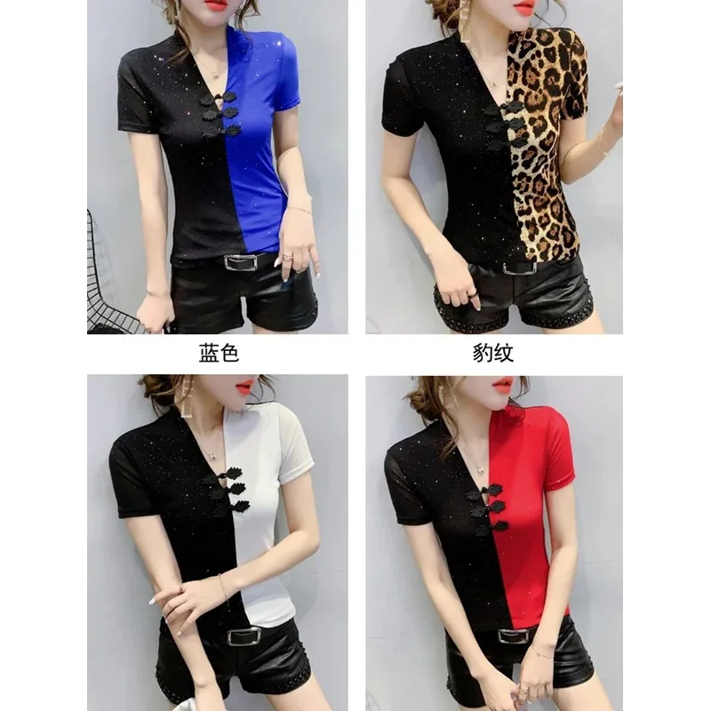 Женские китайские топы Женская азиатская одежда 2024 пикантная Футболка-Ципао в