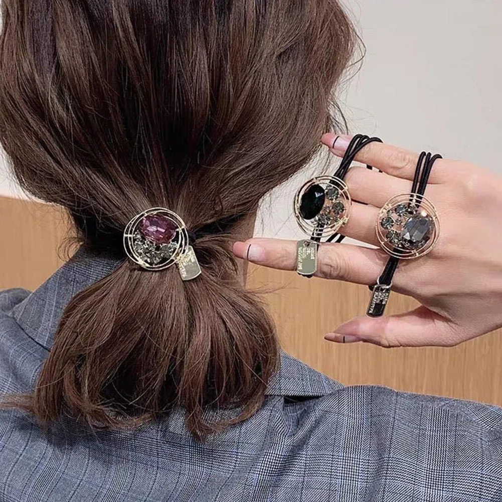 

2022 Temperament Crystal Head Rope Female Simple Ins Hair Ring Net Red Tie Hair Rope Leather Case Hair Bands Hair Accessories