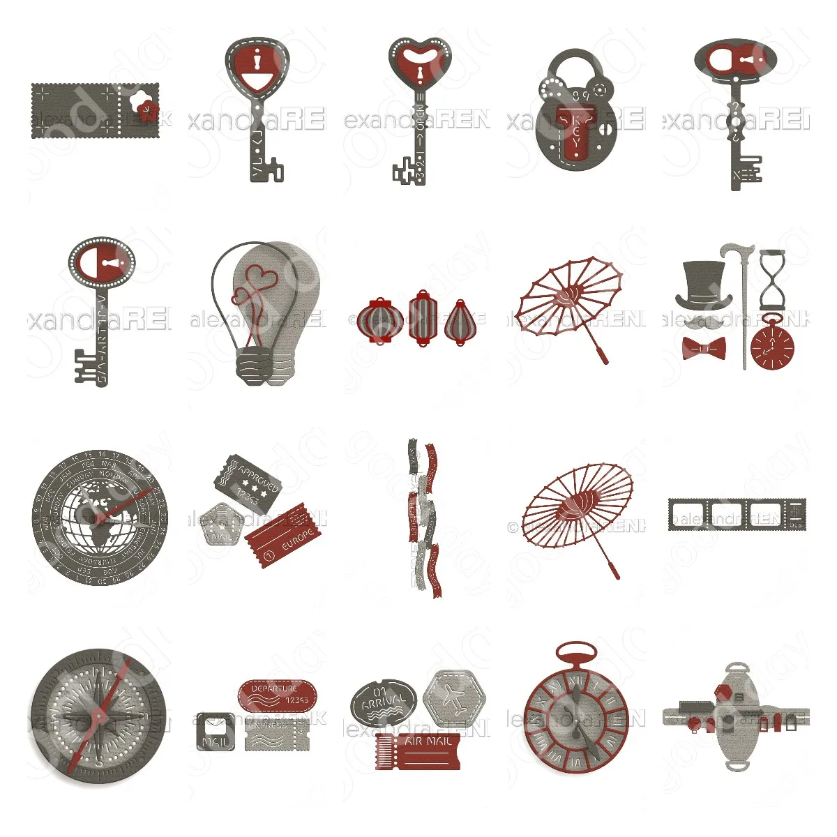 

New Arrival Key Umbrella Compass Metal Cutting Dies Scrapbook Diary Decoration Embossing Template Diy Greeting Card Handmade