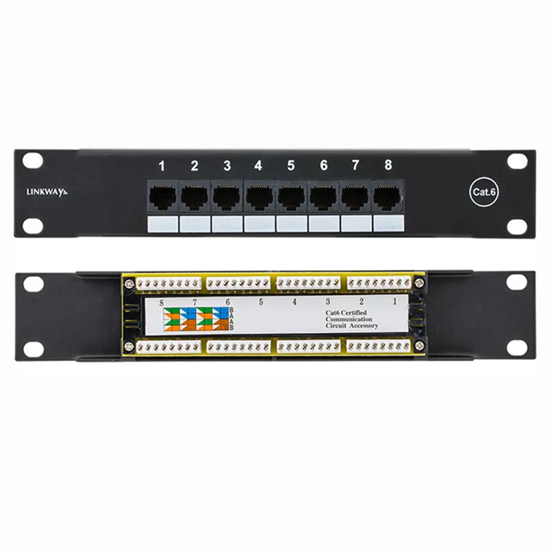 

8 Ports CAT6 Patch Panel 10 Inch 1U Network Rack Mount for Household Distribution Frame Weak Current Box With RJ45 8P8C Socket