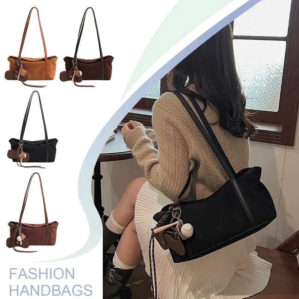 Женская замшевая сумка через плечо с внутренним карманом и клапаном для подмышек