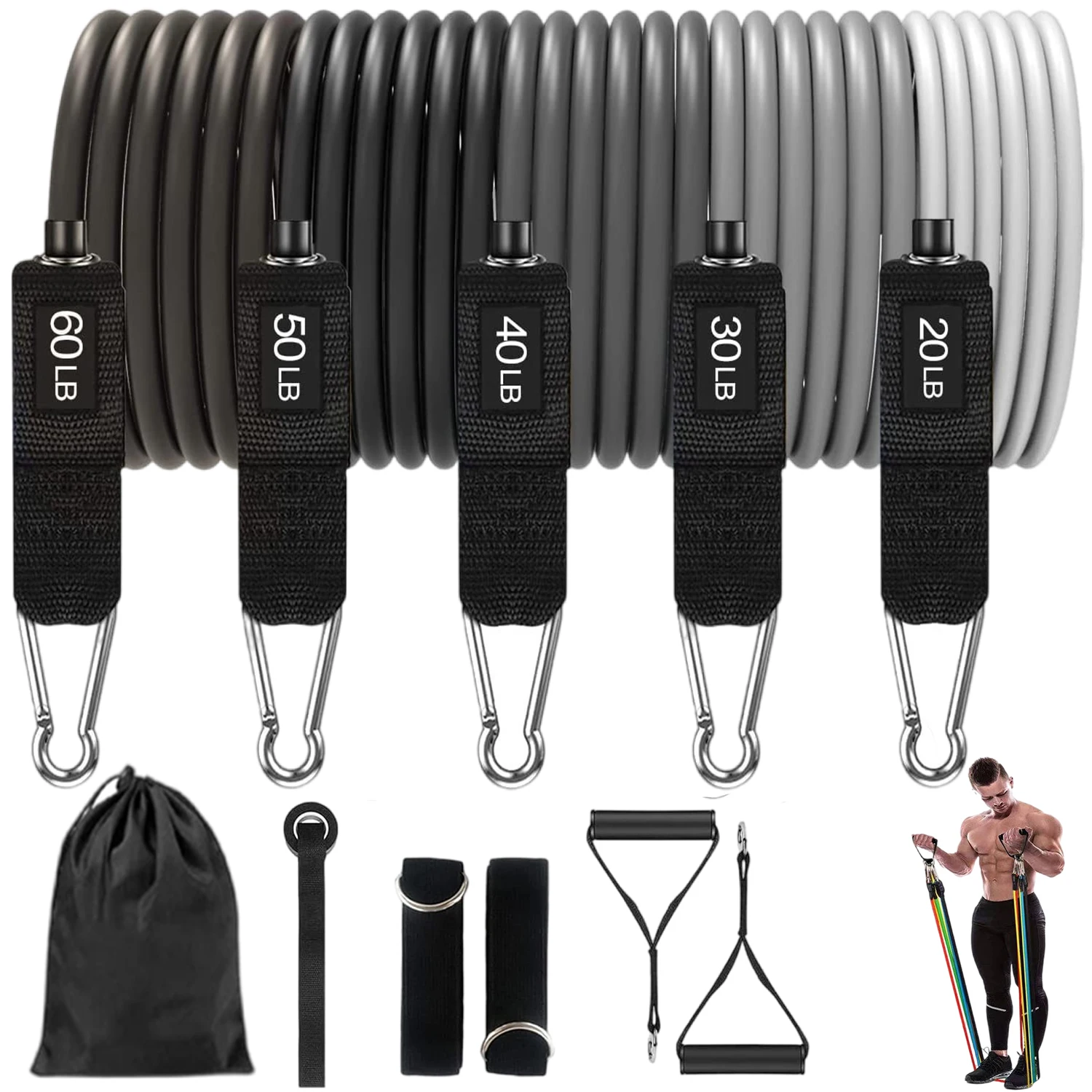 

Эспандеры, эластичные ленты для фитнеса, комплект тренировочного оборудования для силовых упражнений для тренировок, С нескользящими ручками для мужчин и женщин