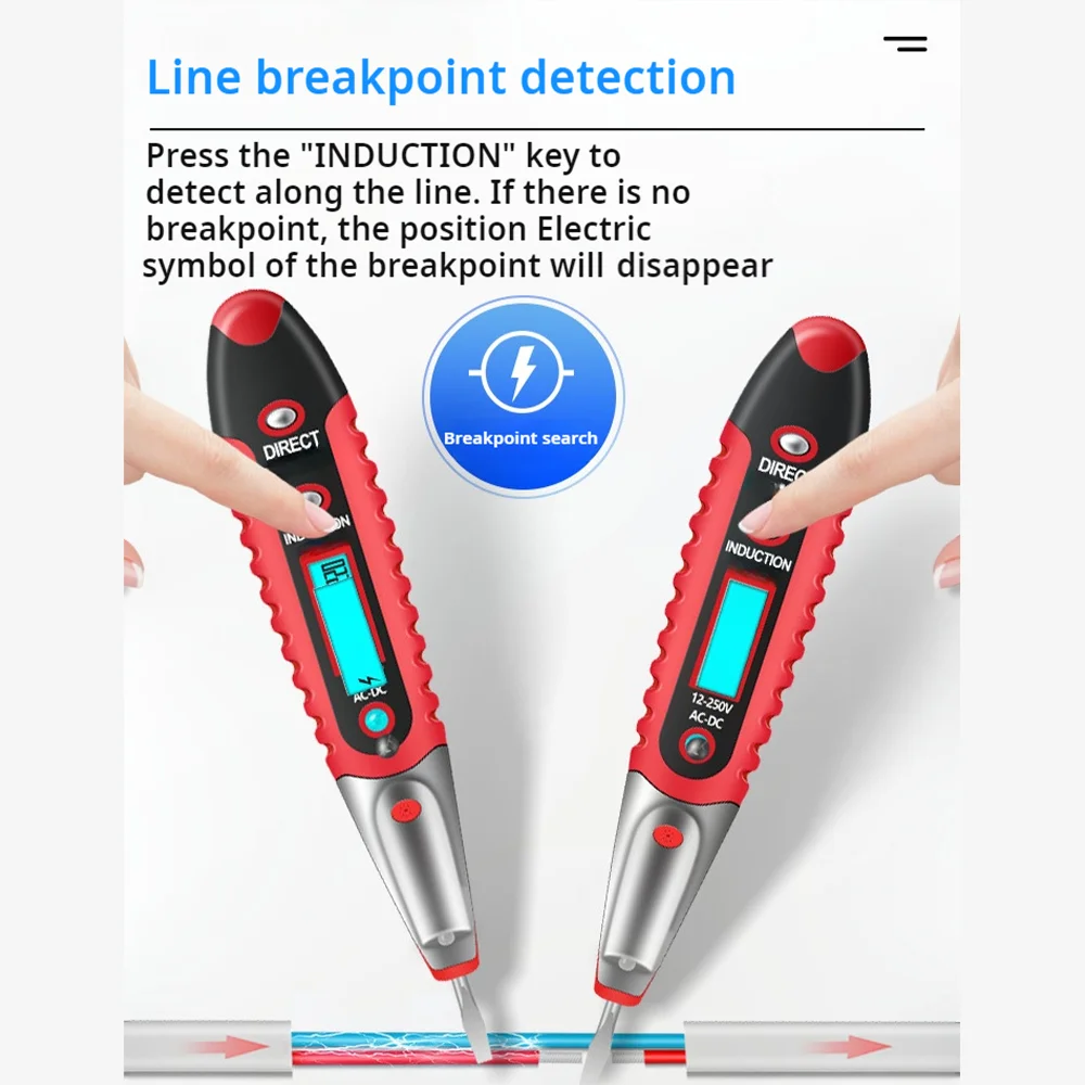 VD700 Digital Electric Test Pen AC/DC 12-250V Multifunction Voltage Detector Pencil Portable LCD Display Mini Electrician Tester