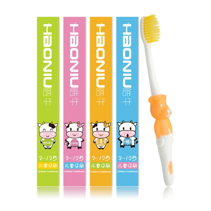 

Baby Toothbrush Soft Anti Slip Handle Cartoon Cow Toddler Kids Newborn Care