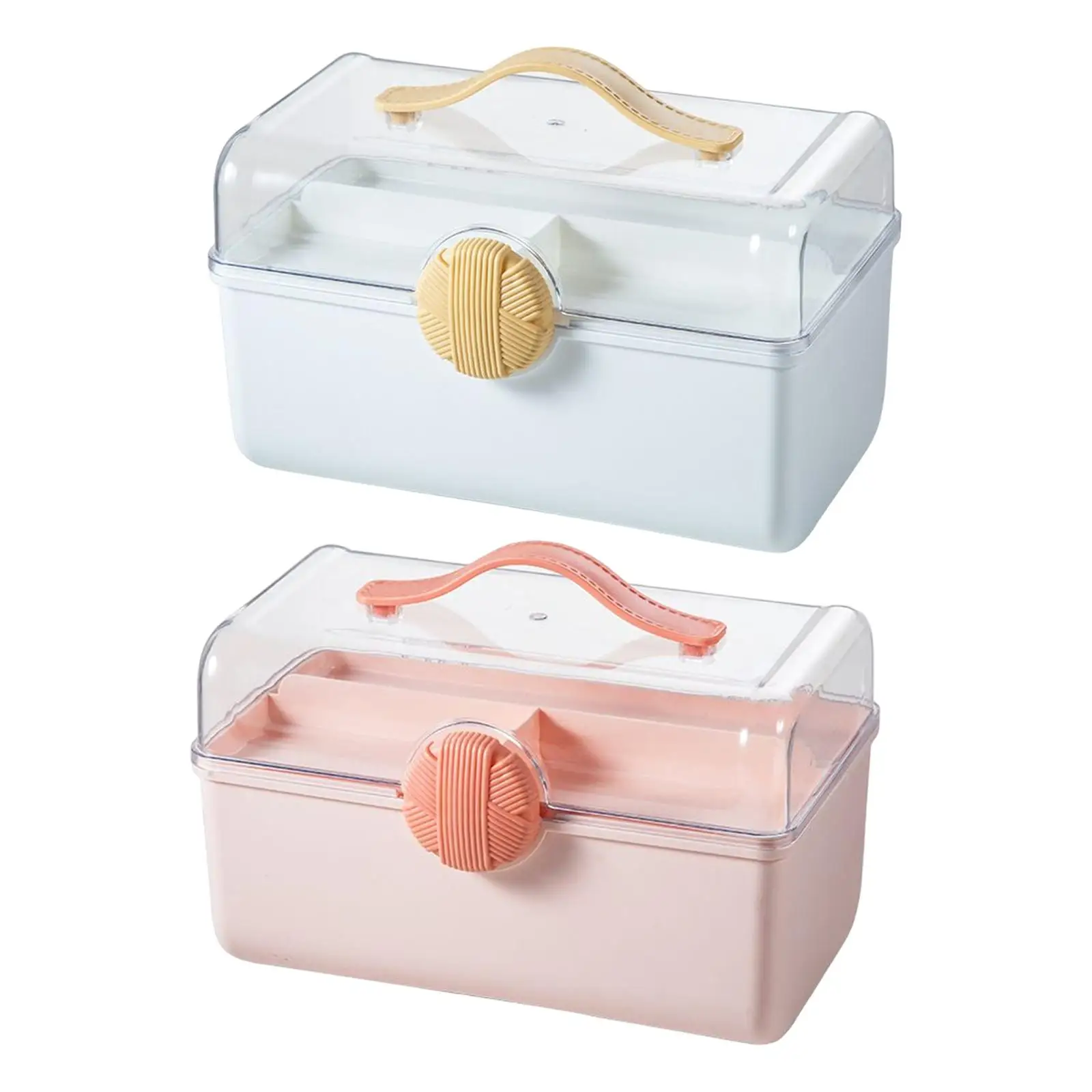 

2 Tier Makeup Bag with Handle Cosmetic Desk Case Dustproof Desktop Makeup