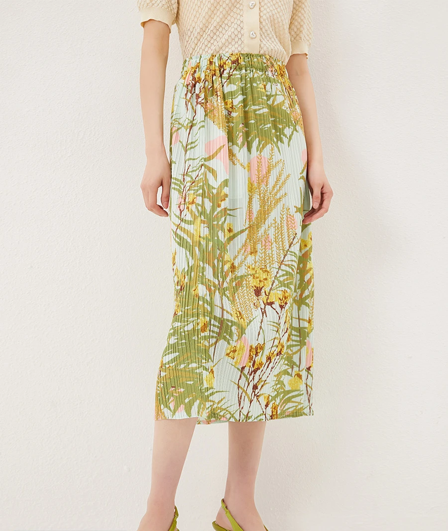 

summer print Prairie Chic A-LINE Ankle-Length empire High Strecth long skirts for women faldas mujer moda 2023