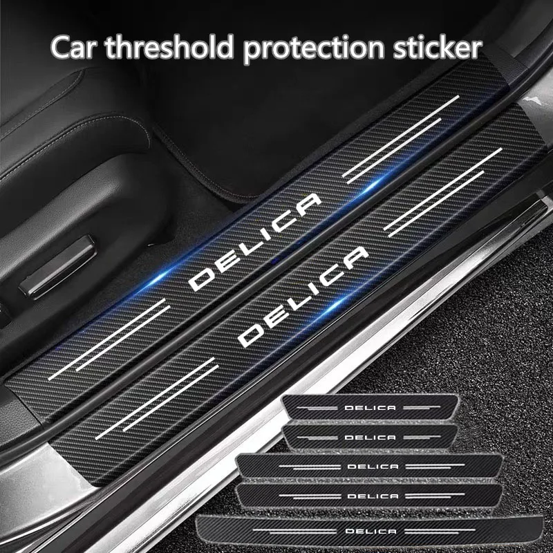 60X7CM Car Door Sill Side Anti Scratch Protector Strip Carbon Fiber Car Sticker For Mitsubishi Delica D5 L400 Car Accessories