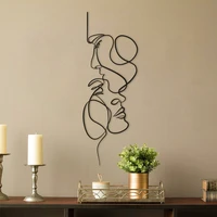 face line art wrought iron ornament wall pendant nordic style abstract art painting crafts metal wall sticker stand home decor