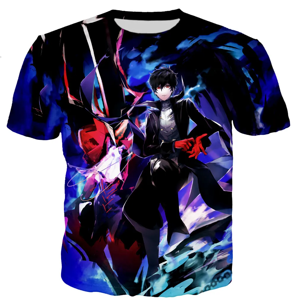 Летняя модная дышащая универсальная парная футболка унисекс Persona 5 с круглым