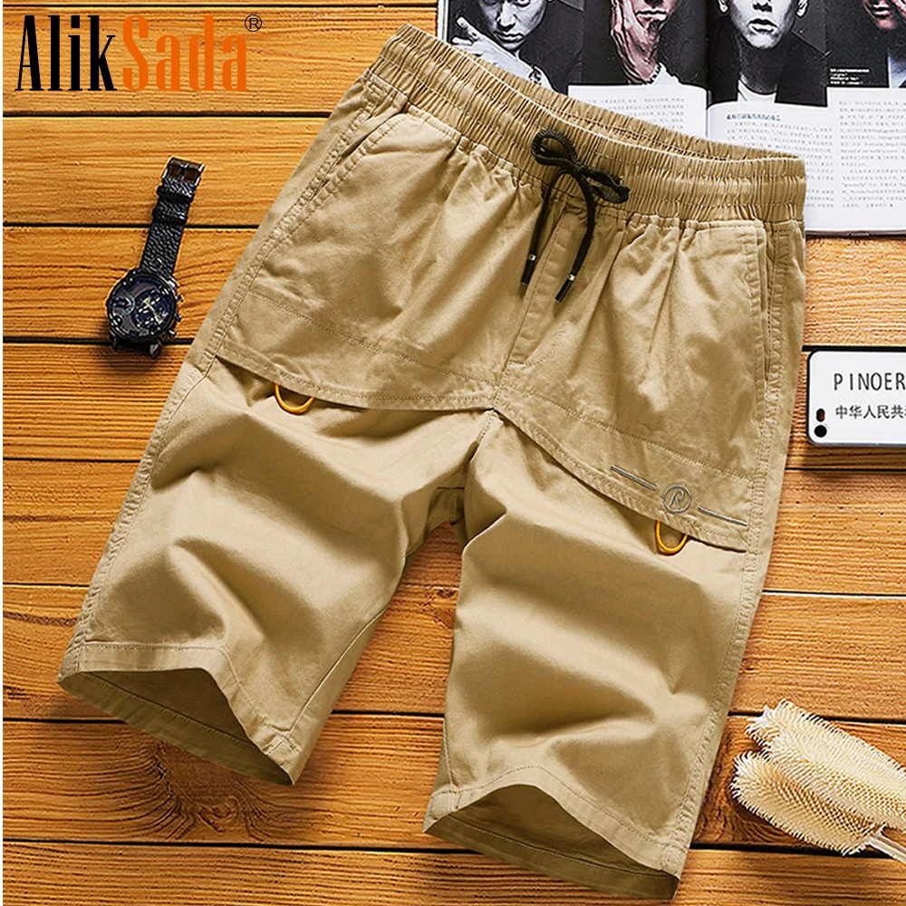 

Шорты мужские свободные повседневные, хлопковые модные эластичные регулируемые рабочие штаны, большие размеры, лето 2022