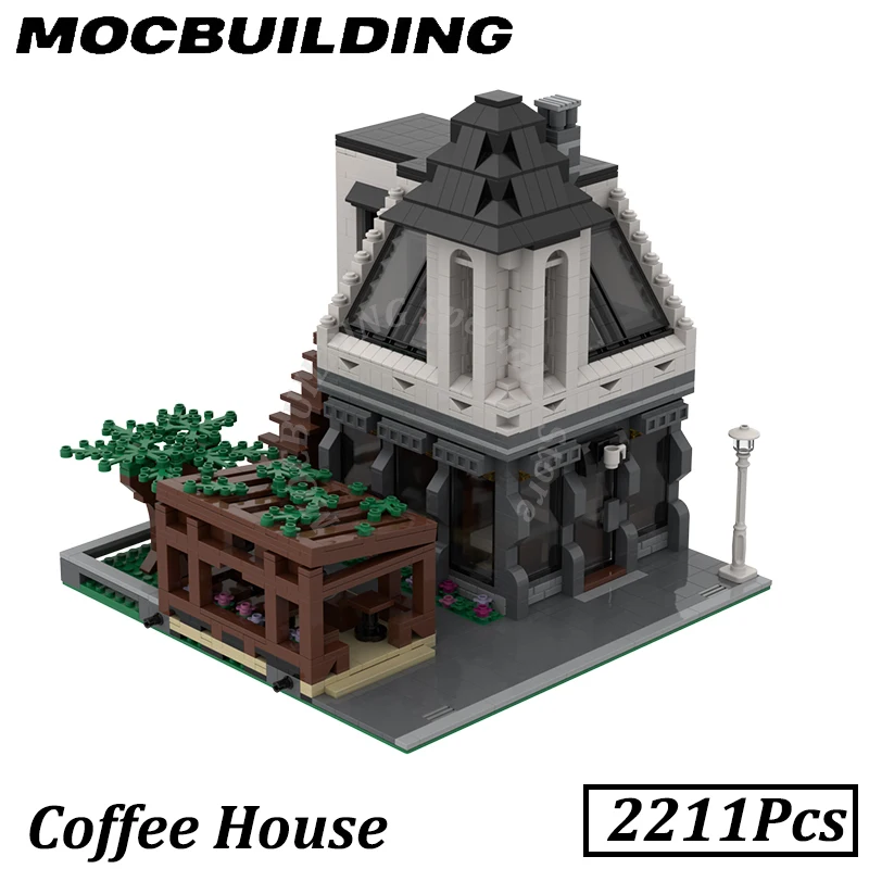 

City Coffee House Model Modular Apartment MOC Building Blocks Brick Toys Construction Gift for Kids