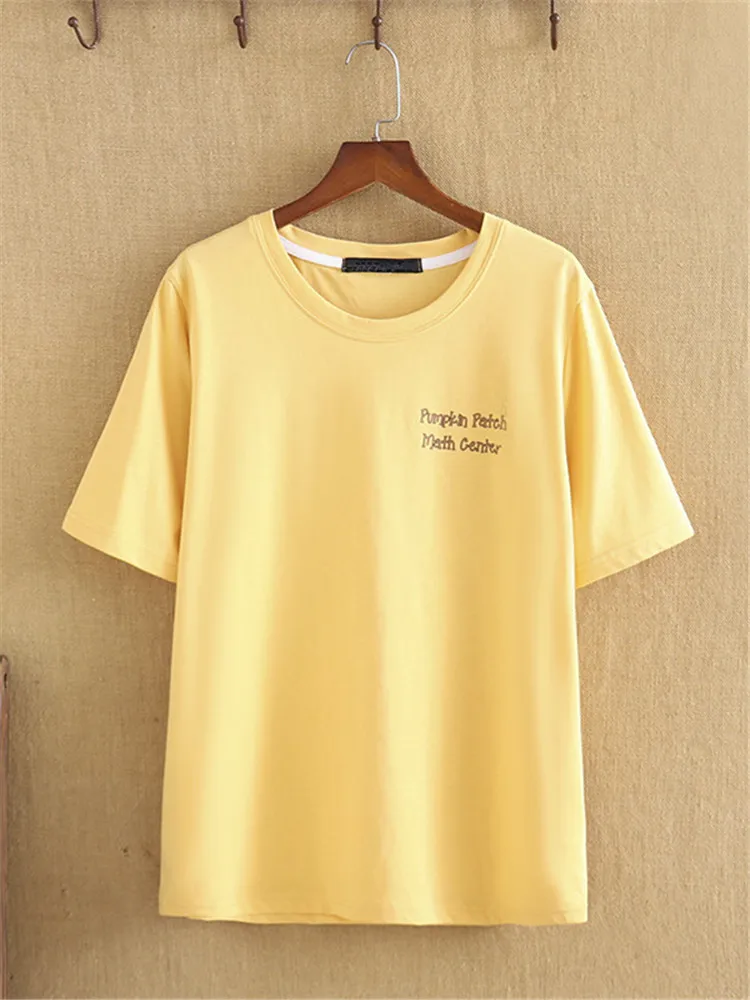 

Plus Size Clothing For Women crew neck short sleeve T-Shirt Cotton colorful print Tops Large Size Busty For Lady in summer wear