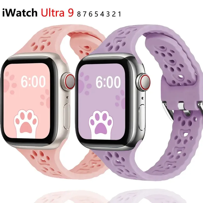 Силиконовый Спортивный Ремешок Для Apple Watch Ultra2 Series 7 45 Мм/41 Мм И SE 9 8 6 5 4 3 Браслет