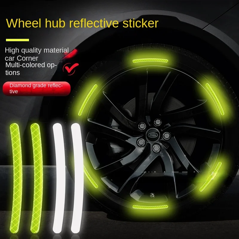 

20pcsCar Wheel Hub Reflective Stripes Door Safety Opening Warning Sticker Tape Auto Rear Warning Reflective Tape Car Decoration