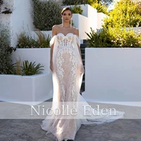 nicolle eden a line sweetheart wedding dresses 2022 customized fishbone floor length lace appliques robe de soir%c3%a9e vestidos