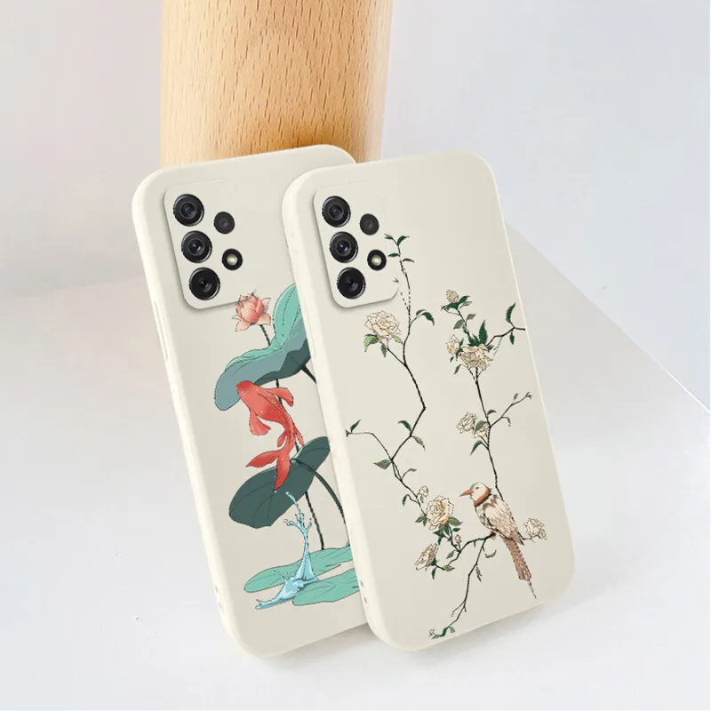 

NOHON Case For XIAOMI 11 T LITE 10 ULTRA 10S 9 SE CC9 8 6X POCO X3 NFC F3 M3 Lotus bird Fashion Non-Slip back cover