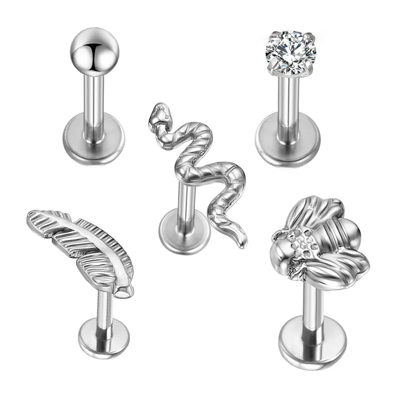 

G23 Titanium Piercing Lip Studs Tragus Wholesale Clicker Septum Clicker Body Zircon Earrings Helix Body Jewelry Ear Girl Gift