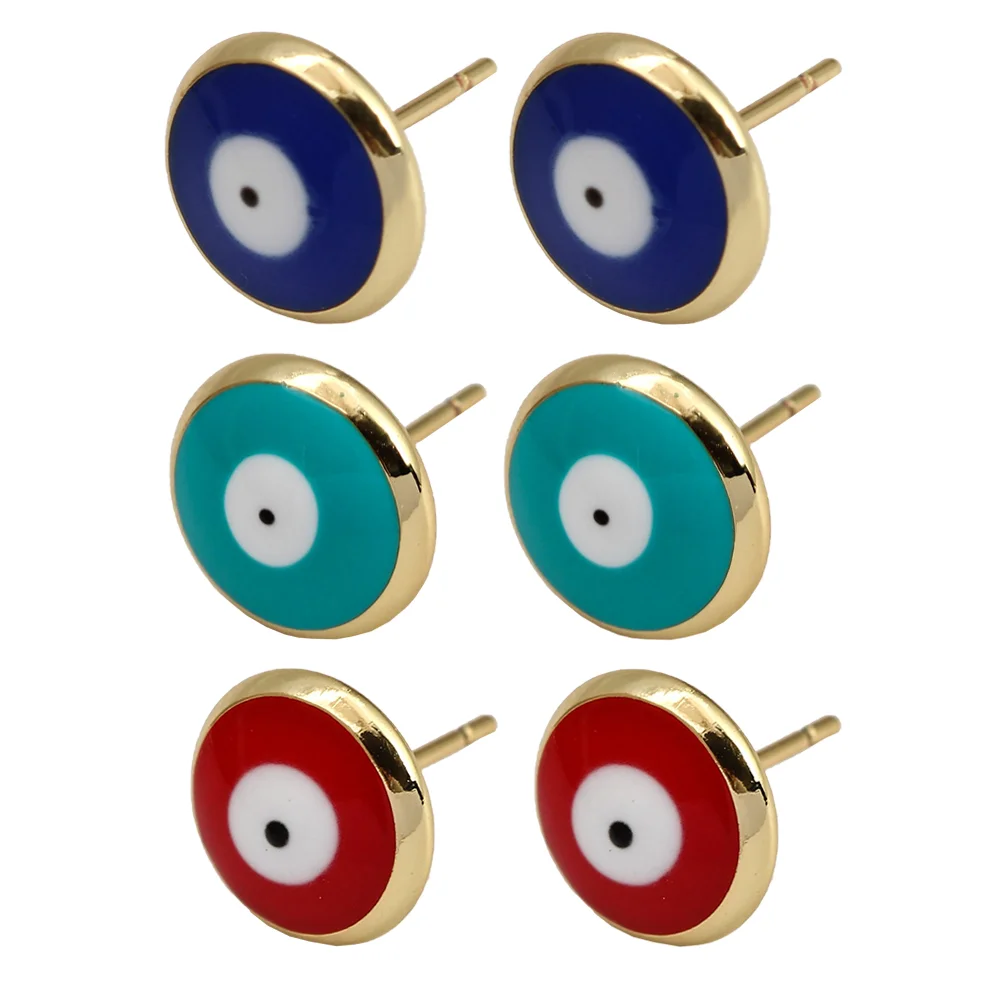 

3 Pairs Ear Studs Elegant Hypoallergenic Small Evil Eye Jewelry Costume Accessory Evil Eye Ear Studs