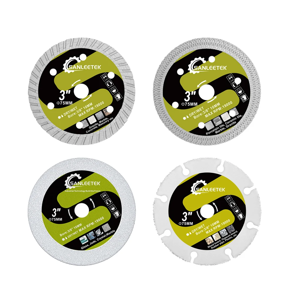 SANLEETEK 75 мм мини-набор отрезных дисков 3-дюймовый набор дисков для пилы по дереву для резки керамической плитки, стекла, дерева, мрамора, бетона, деревообрабатывающий набор