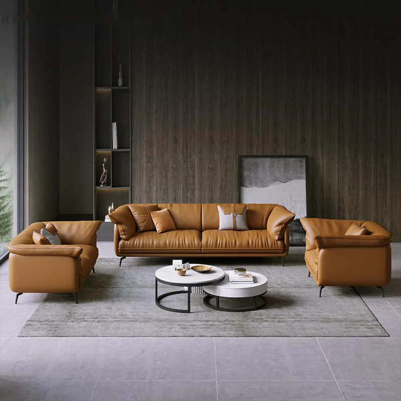 

Modern Minimalist Living Room Leather Single Sofa Apartment stuffed puffs Set Combination Wtih Customzied Color mobili furniture