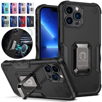 huikai case for iphone 14 13 12 11 pro max mini xs max xr 8 7 6 plus metal ring magnetic support kickstand drop tested cover