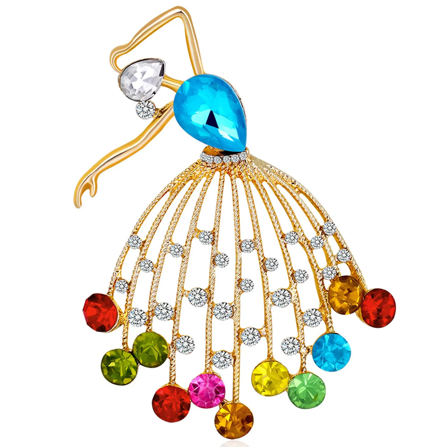 

Dancing Girl Ballet Brooch Retro Elegant Temperament Color Diamond Brooch Fashion Clothing Ladies Accessories