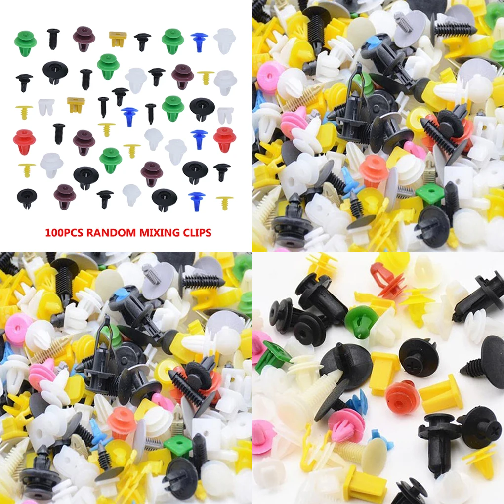 

100 Pieces Color Size Random Car Bumper Clips Portable Door Panel Pins