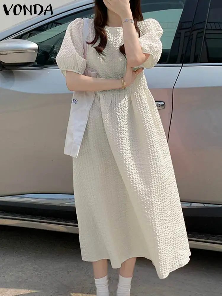 

Женское однотонное платье-миди с коротким рукавом и круглым вырезом