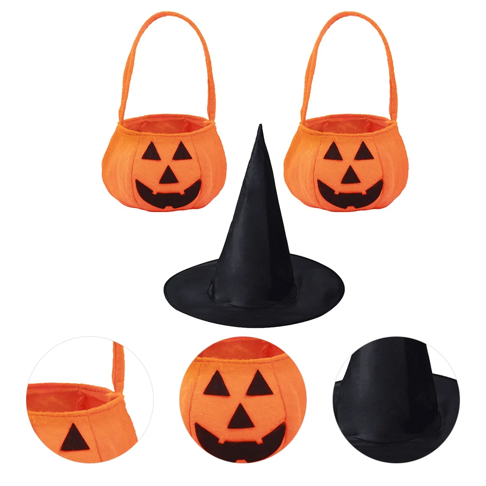 

Pumpkin Witch Hat Halloween Supplies Kids Supply Decor Candy Bag Bucket Basket Bags