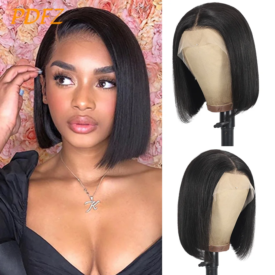 Short Bob Human Hair Wigs 13X4 Lace Frontal Wig Straight Front Hd Transparent