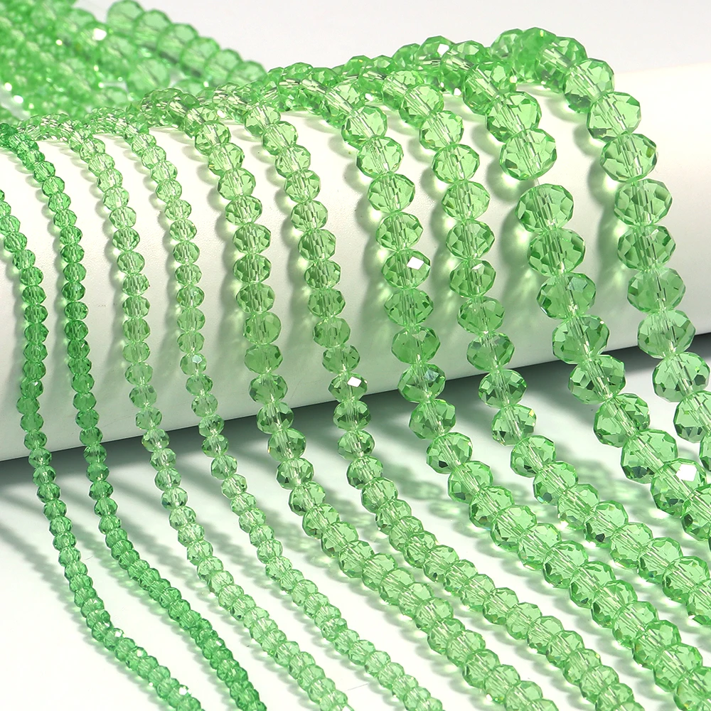 Бусины-абакусы прозрачные зеленые 1 нить