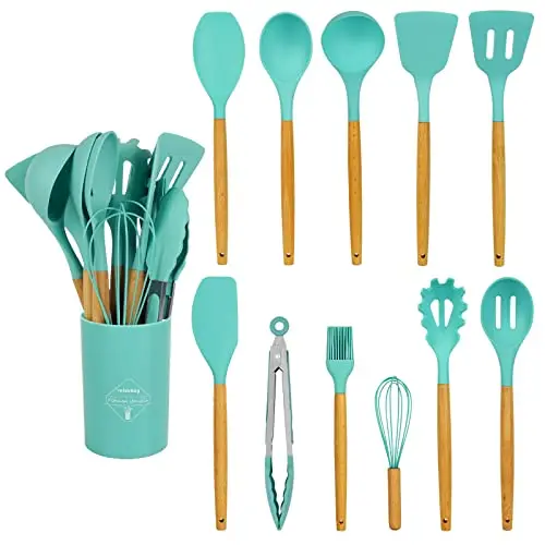 

Набор силиконовых кухонных принадлежностей, антипригарная кухонная утварь с деревянной ручкой, контейнер для хранения