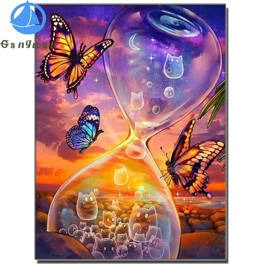 

New Arrivals Full Square Diamond Painting Butterfly & Bottle picture Needlework Diamond Embroidery Animal Mosaic Handmade Hobby