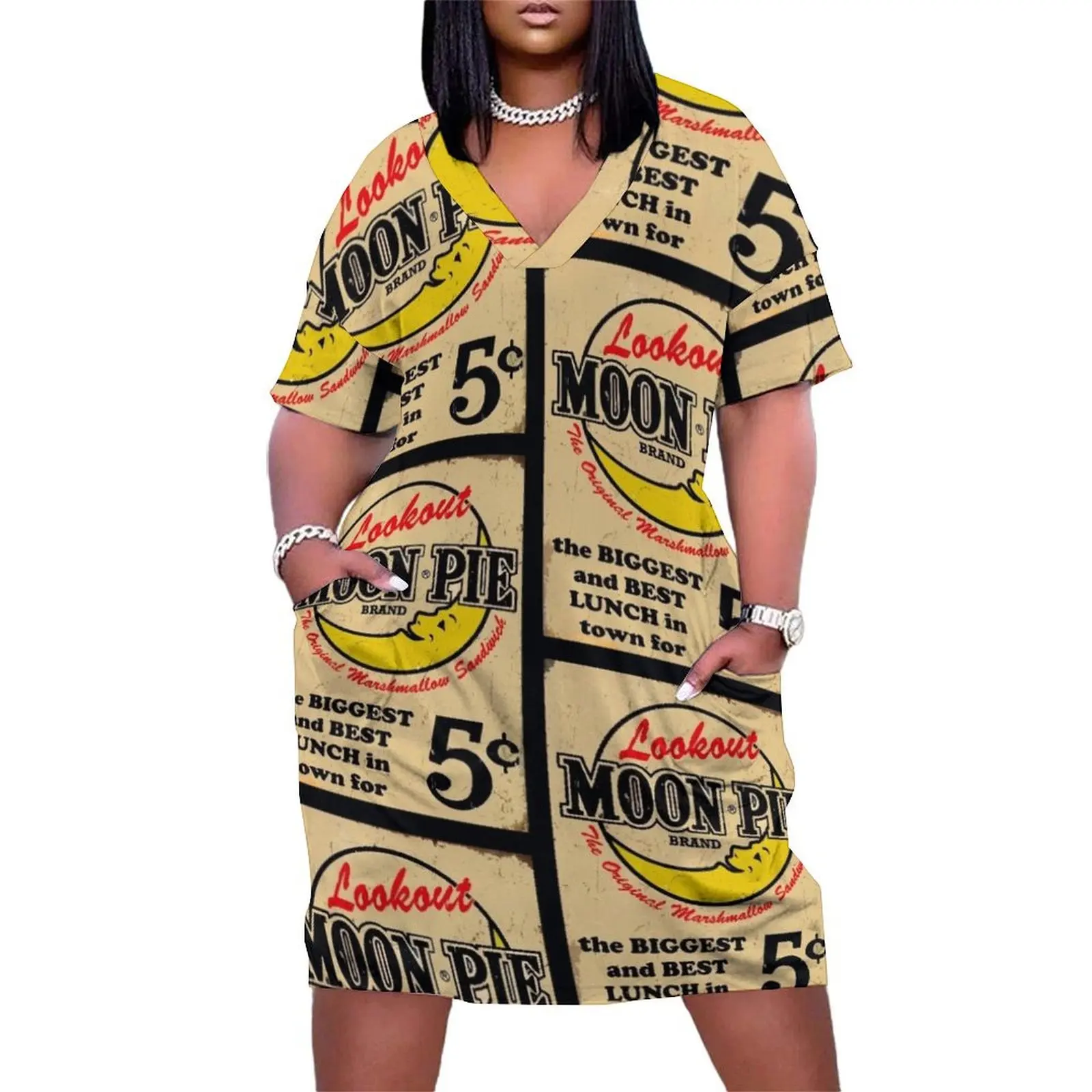 MOON PIE винтажный рекламный знак типография свободное карманное платье одежда для