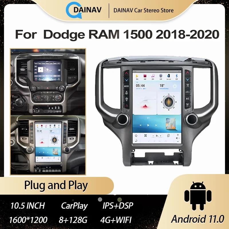 

Автомобильный GPS-навигатор в стиле Tesla для Dodge Ram 128-2018, Android 11, 8 + 2020, автомобильное радио Qualcomm, стерео, мультимедийный плеер, головное устройство