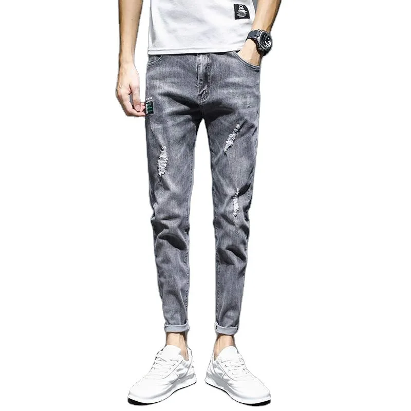 Jeans Summer Slim Small Feet Trend Casual Ninth Pants Versatile Men's Trousers denim jeans  skinny jeans men  mens jeans
