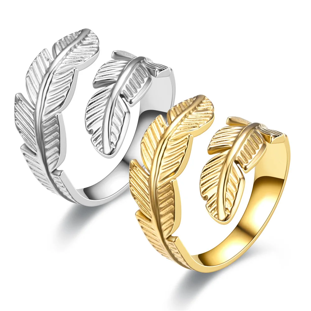 

Fashion Women Stainless Steel Rings Geometric Adjustable Open Finger Rings Flower Leaf Ring Wedding Party Jewelry Gift wholesale