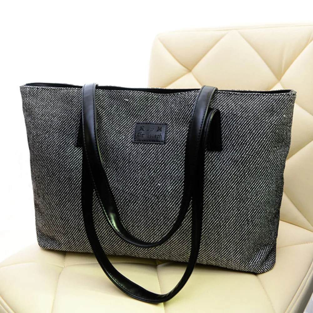 

Women Single Shoulder Street Zipper Laptops Casual Shopping Portable Daily Canvas Large Capacity Tote Bag