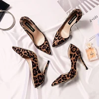 2020 new spring ultra high heels sexy women leopard printing flock pumps pointed toe stiletto thin heels partynight club shoes