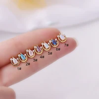 1pc fashion rose stainless steel crystal zircon curved cz cartilage stud helix conch screw back earring ear piercing jewelry