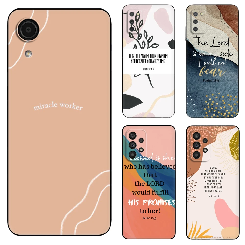 

Black Tpu Case Bible Quote For Samsung Galaxy A03 SM-A035 A03 Core A03S A13 A23 LTE A33 A53 A73 4G 5G