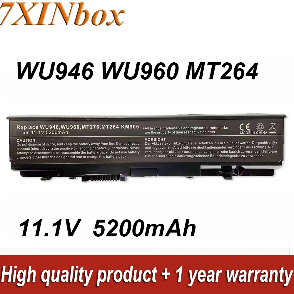 Аккумулятор для ноутбука 7XINbox WU946 MT264 KM965 11,1 В 5200 мАч для Dell Studio 1535 1536 1537 1555 1557 1558 PP33L PP39L серии KM958