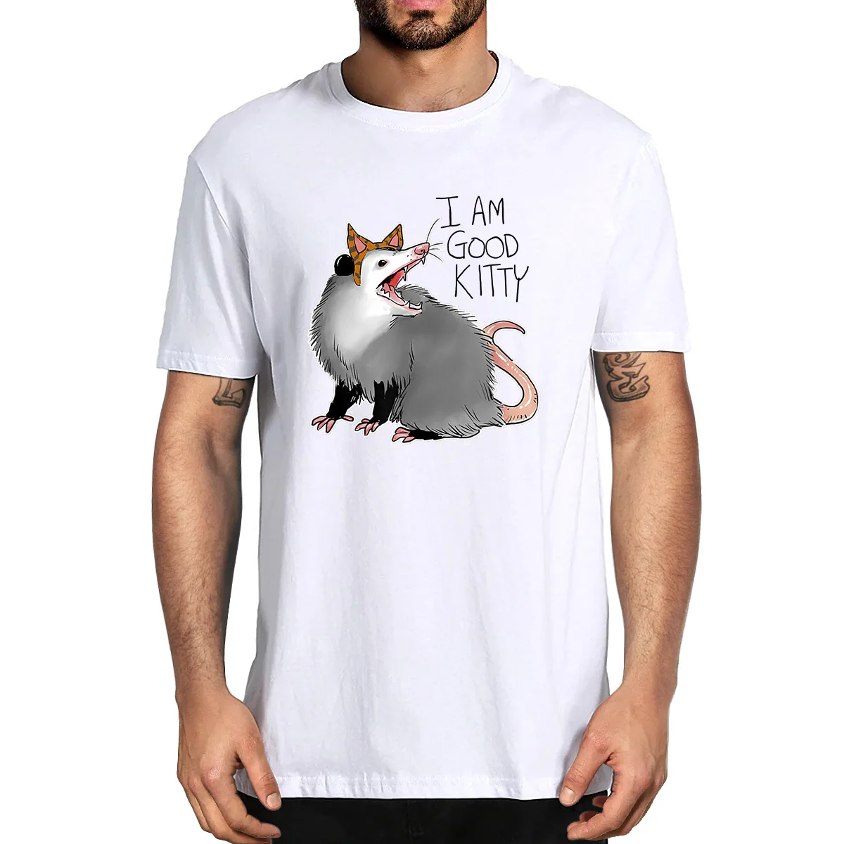 

Opossum Shirt I Funny Possum I am a good Kitty 100% Cotton Summer Men's Novelty Oversized T-Shirt Women Casual Streetwear EU Tee