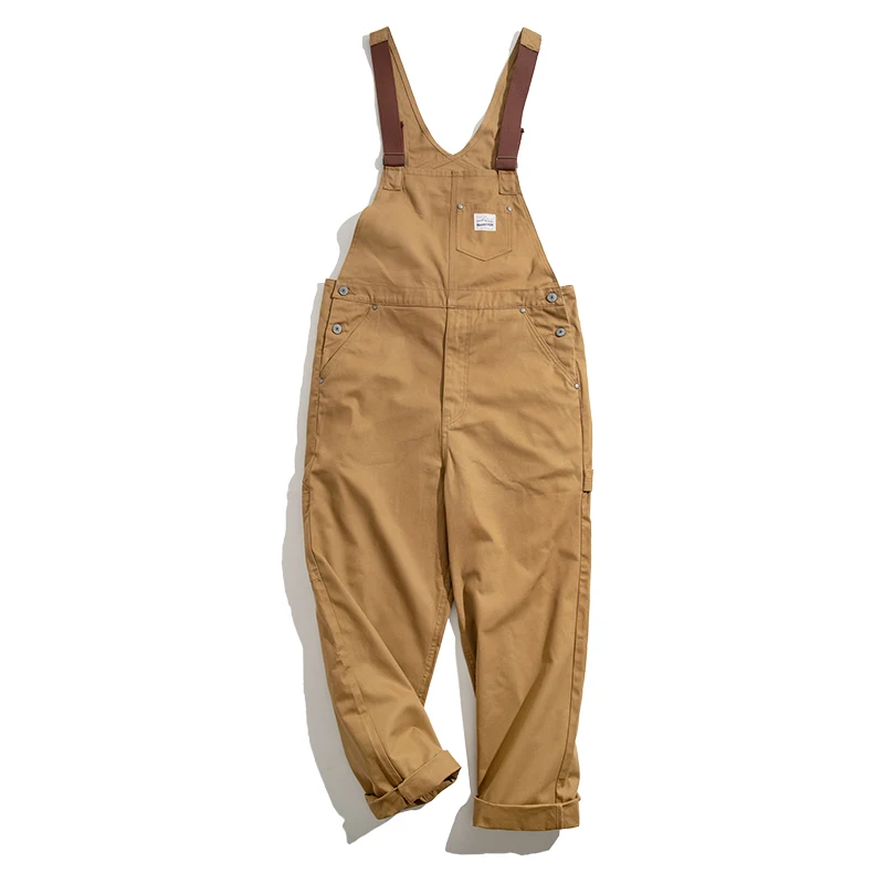 Maden Khaki Overalls Men’s Baggy Workwear Vintage Amekaji Jumpsuit Pockets Cargo Working Pants Quality Straight Oversize Trouser images - 6