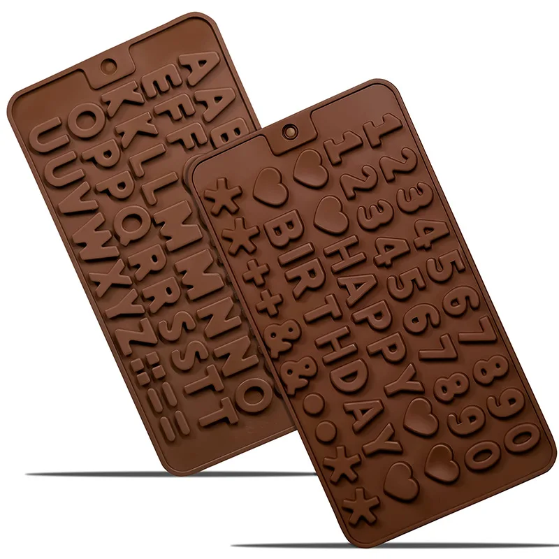 

2Pack силиконовые буквы номер шоколад формы алфавиты цифры выпечки инструмент с счастливым днем рождения торт украшения помадки формы