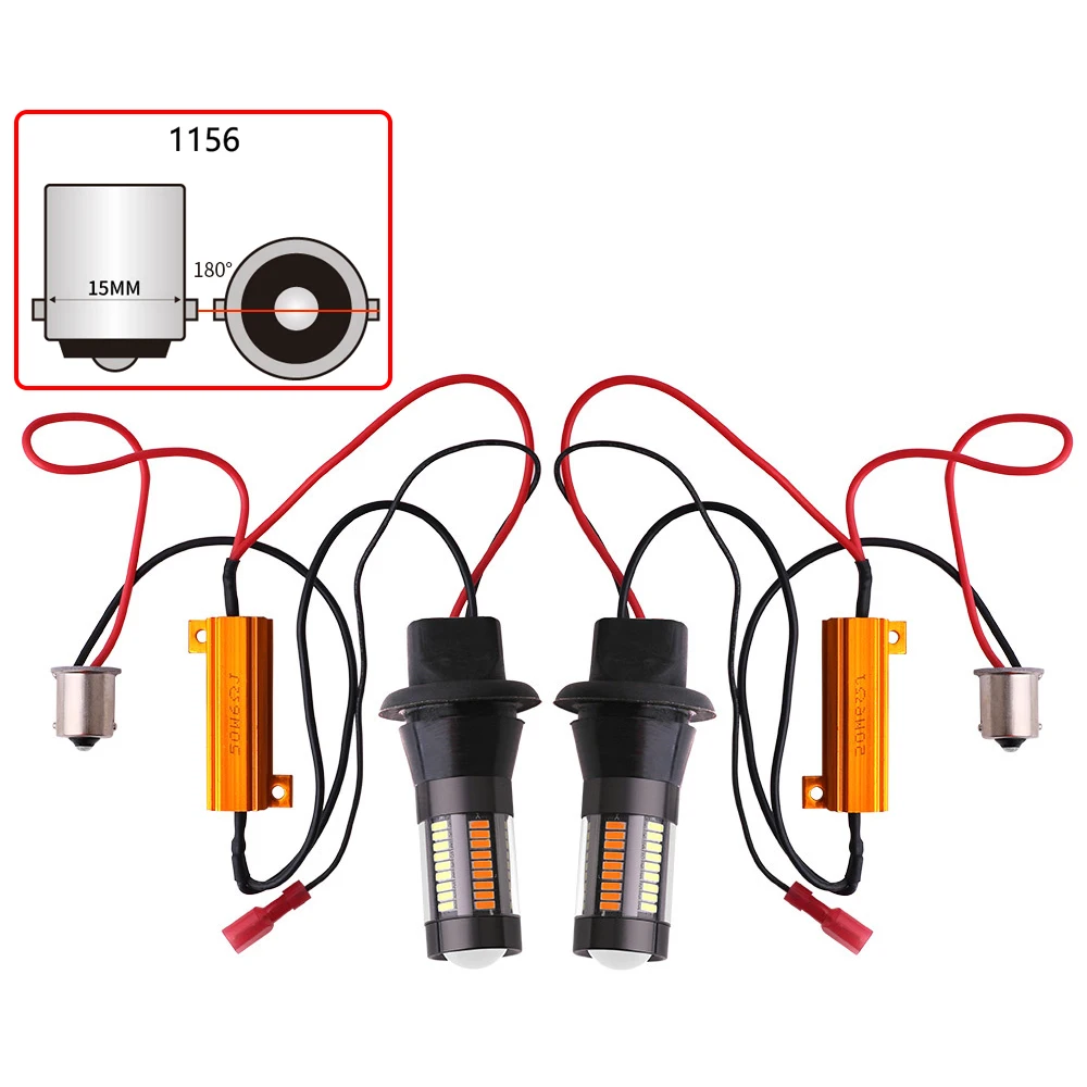 

Дневные ходовые огни 1156 Bau15s p21, 2 шт., 5 Вт Ba15s p21w Led T20 7440 12 В, двойной режим лм, дневные ходовые огни, указатели поворота, желтый, белый