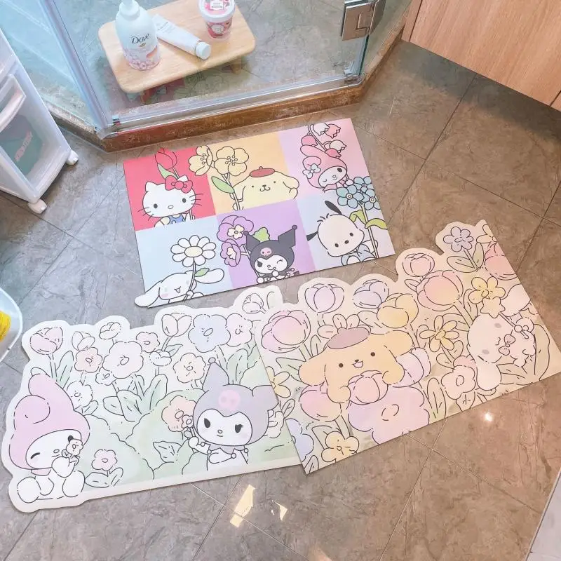 

Водопоглощающий Быстросохнущий кухонный напольный коврик Sanrio Mymelody Hellokitty, Нескользящий Резиновый напольный коврик для ванной